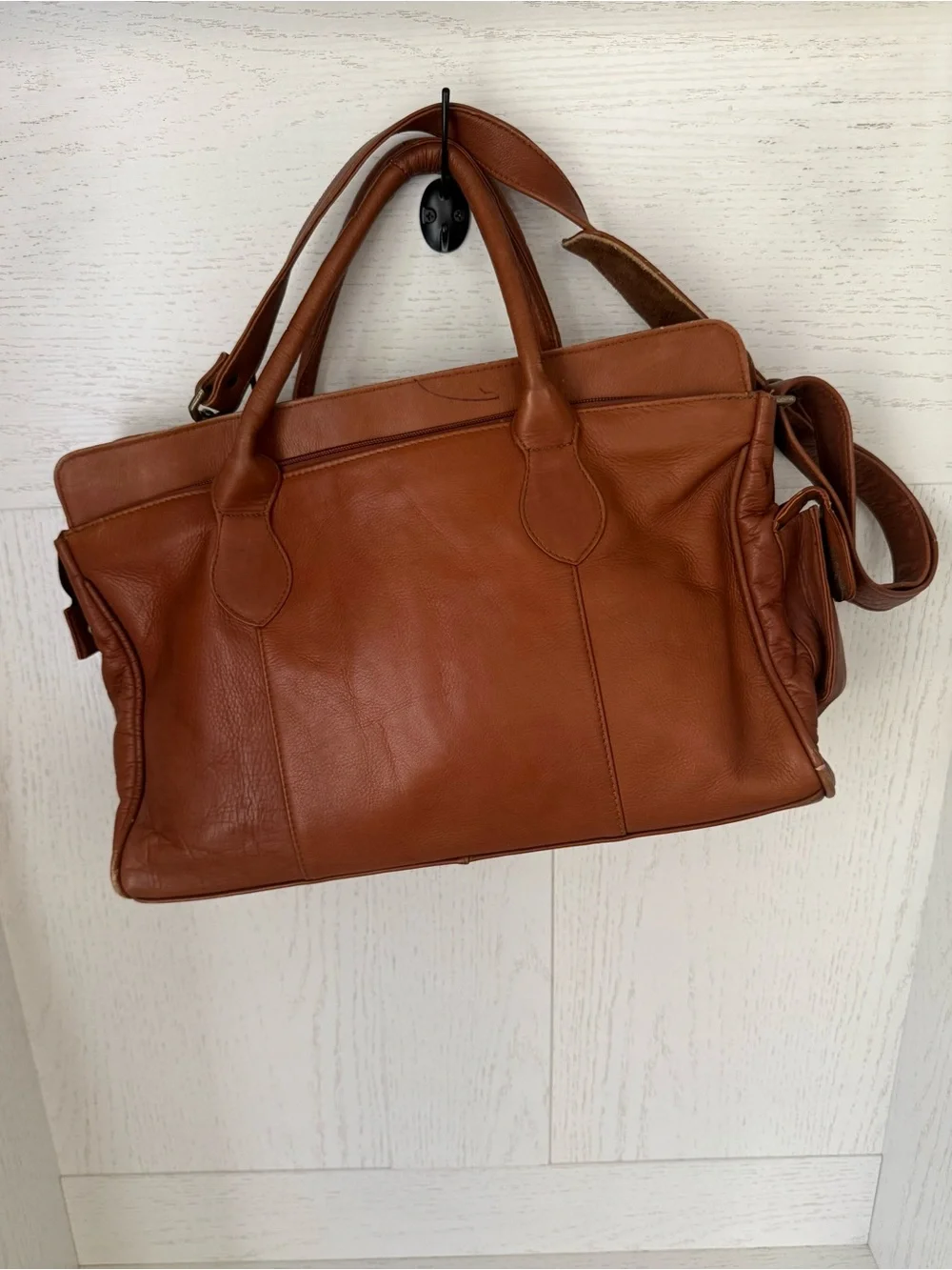 Graffeo Leather Briefcase Tote in Cognac